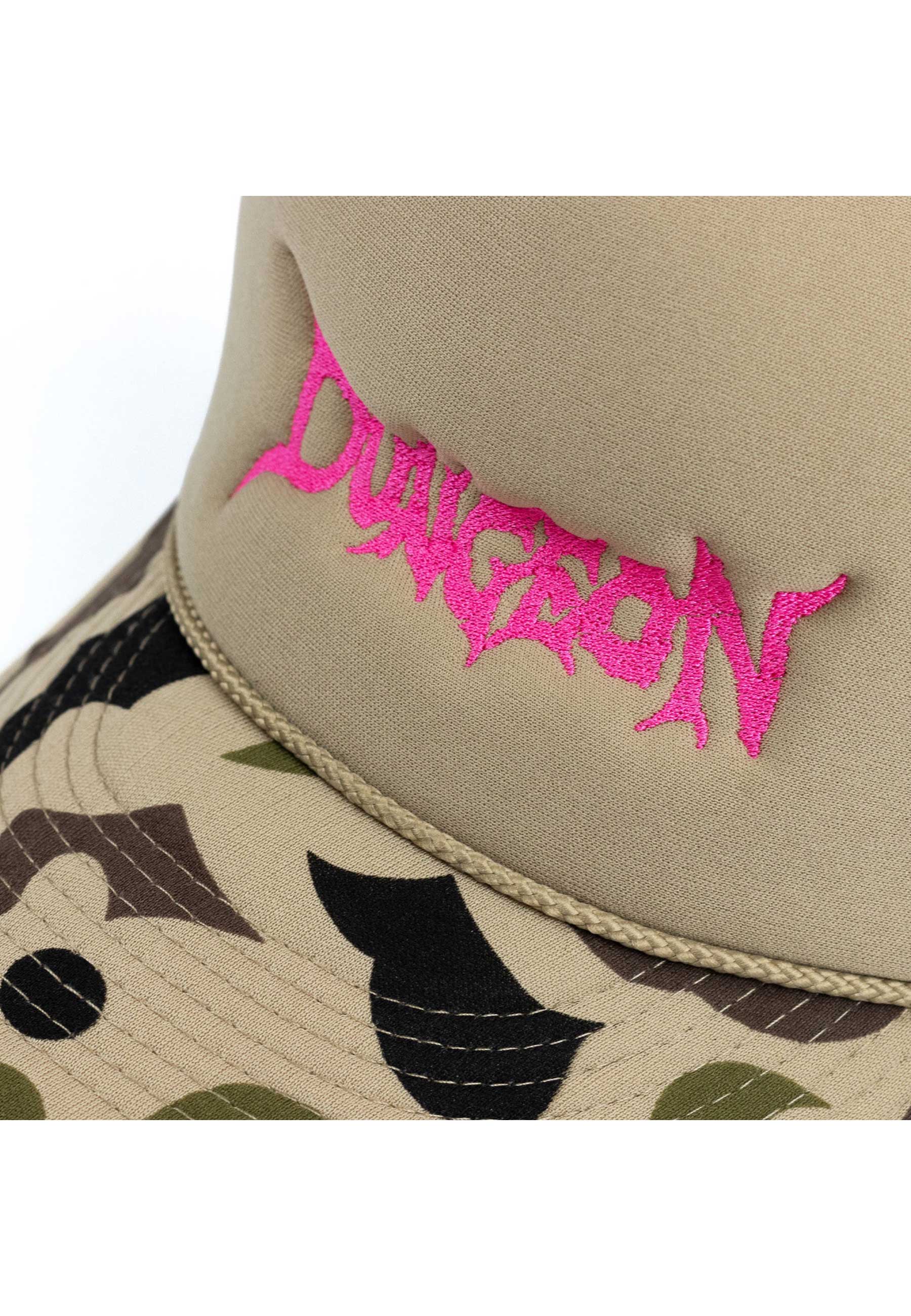 Dungeon Gateway 'Scrawl Logo' Foam Trucker Cap (Camo / Pink)