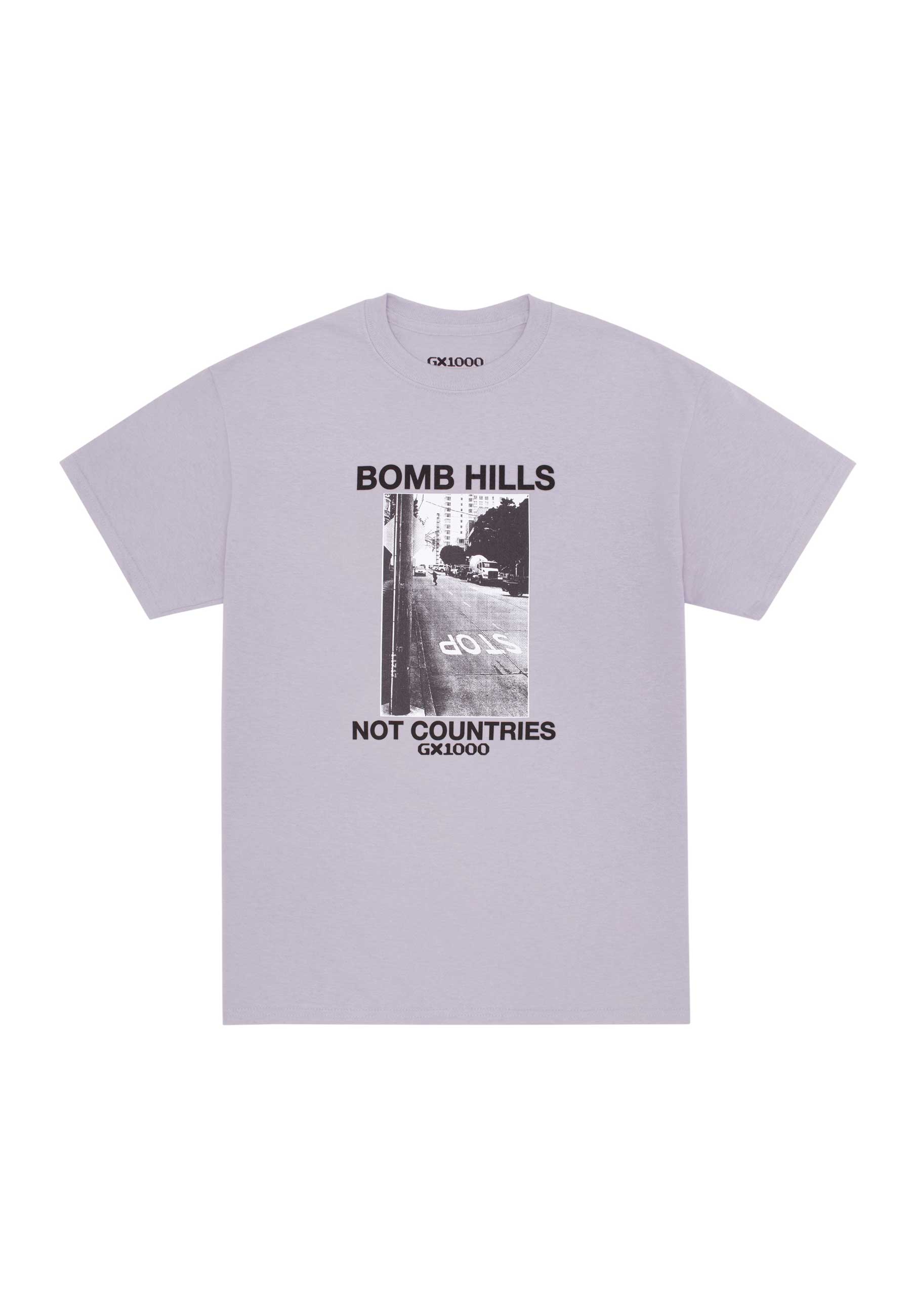 GX1000 'Bomb Hills Not Countries' T-Shirt (Lilac Chalk)