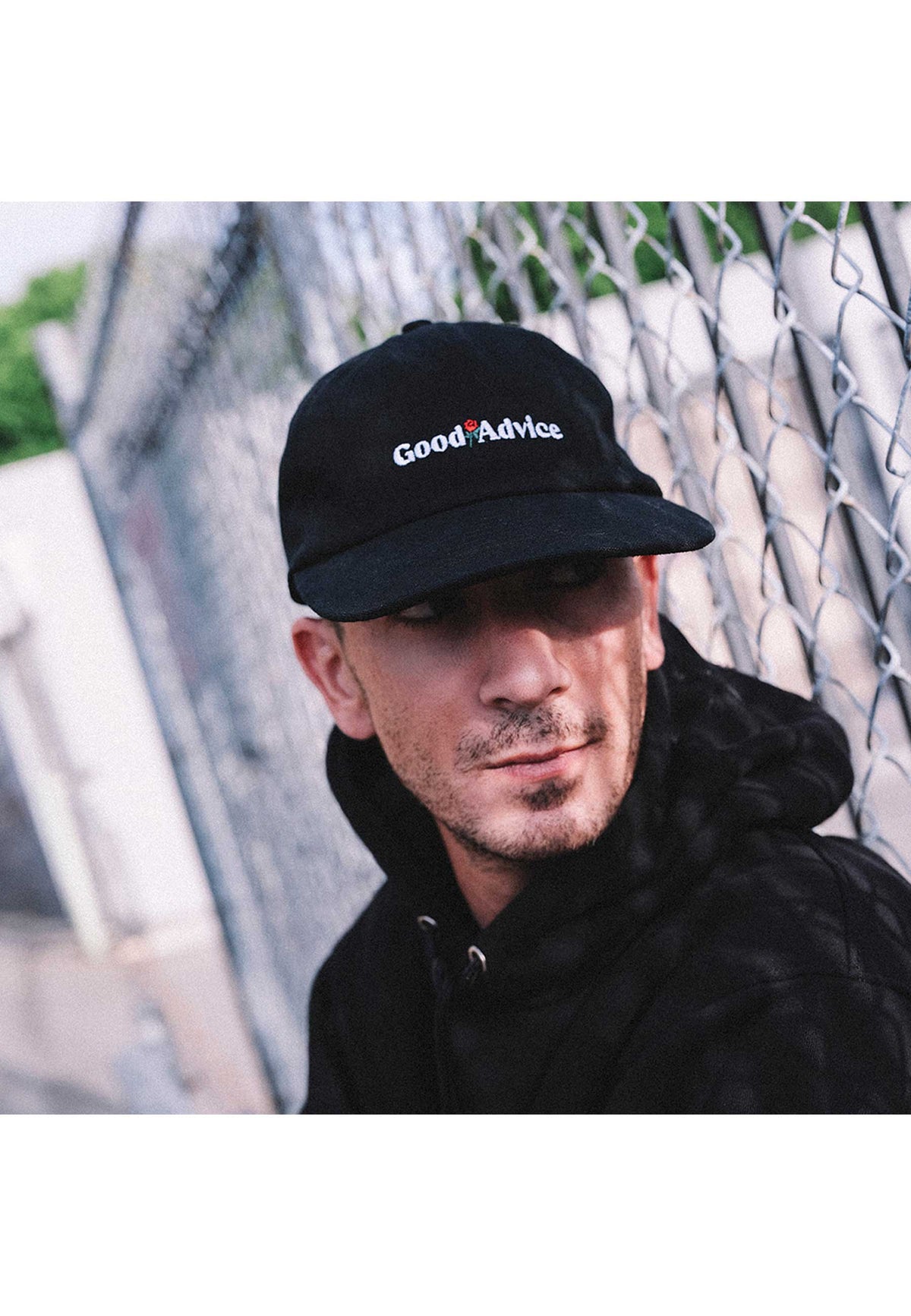 Good Advice 'Chat Line' 6 Panel Cap (Black)