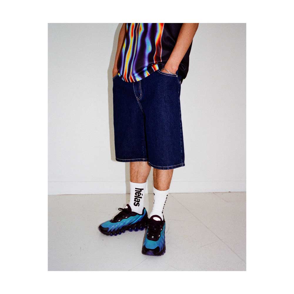 Helas 'Dieu Grec' Jean Shorts (Washed Navy)