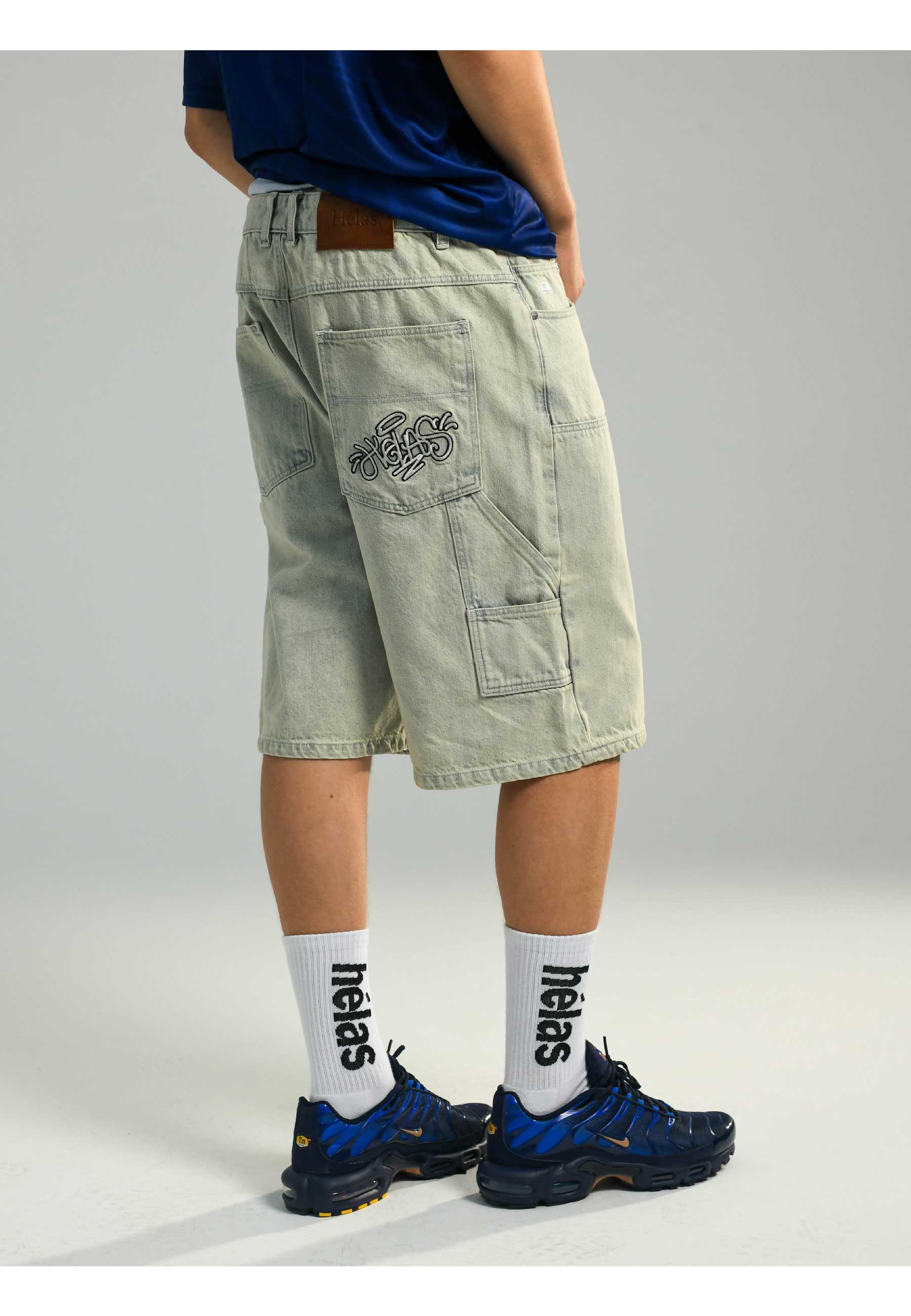 Helas Double Knee Jean Shorts (Light Blue)
