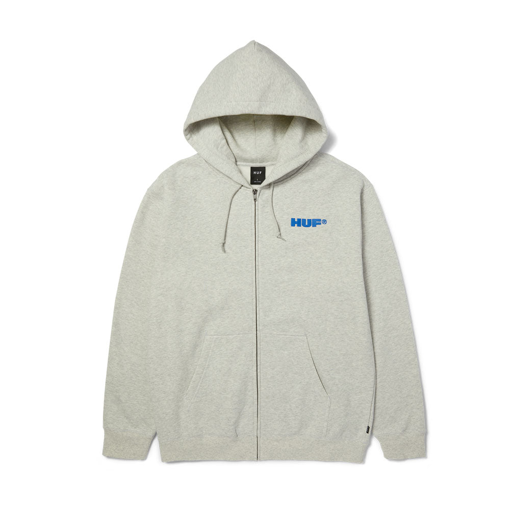 HUF 'All Caps' Zip Hood (Ash) | Cardiff Skateboard Club