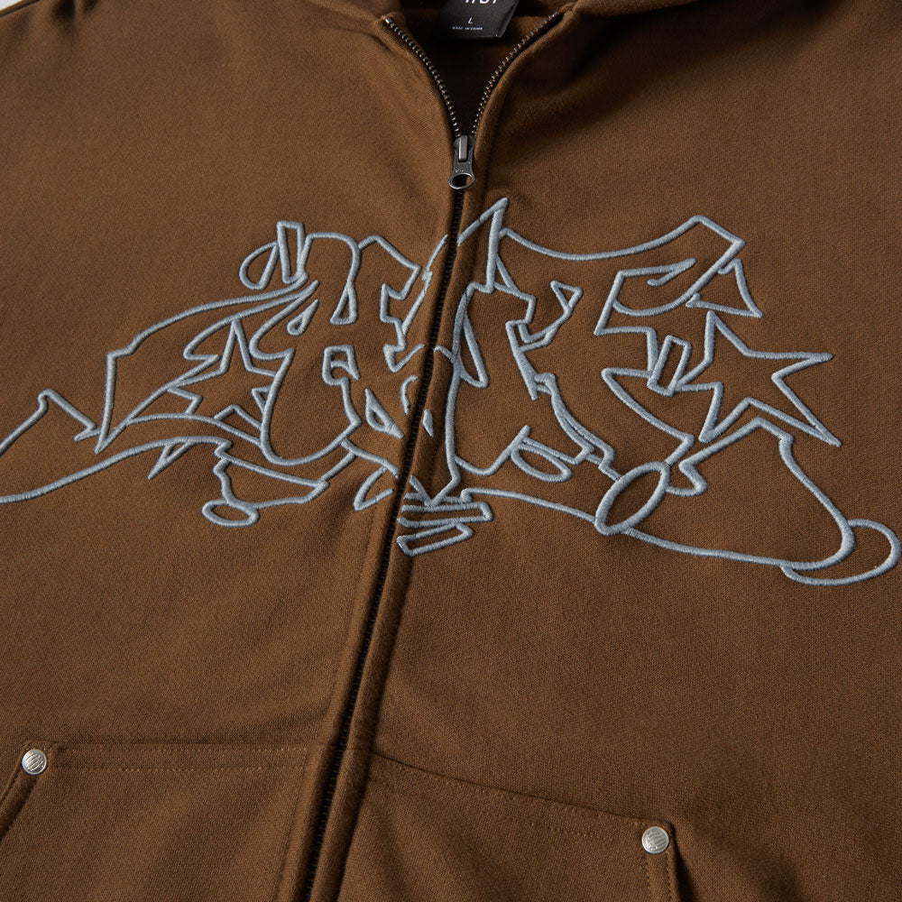 HUF 'Outlines' Heavy Weight Full Zip Fleece (Brown)