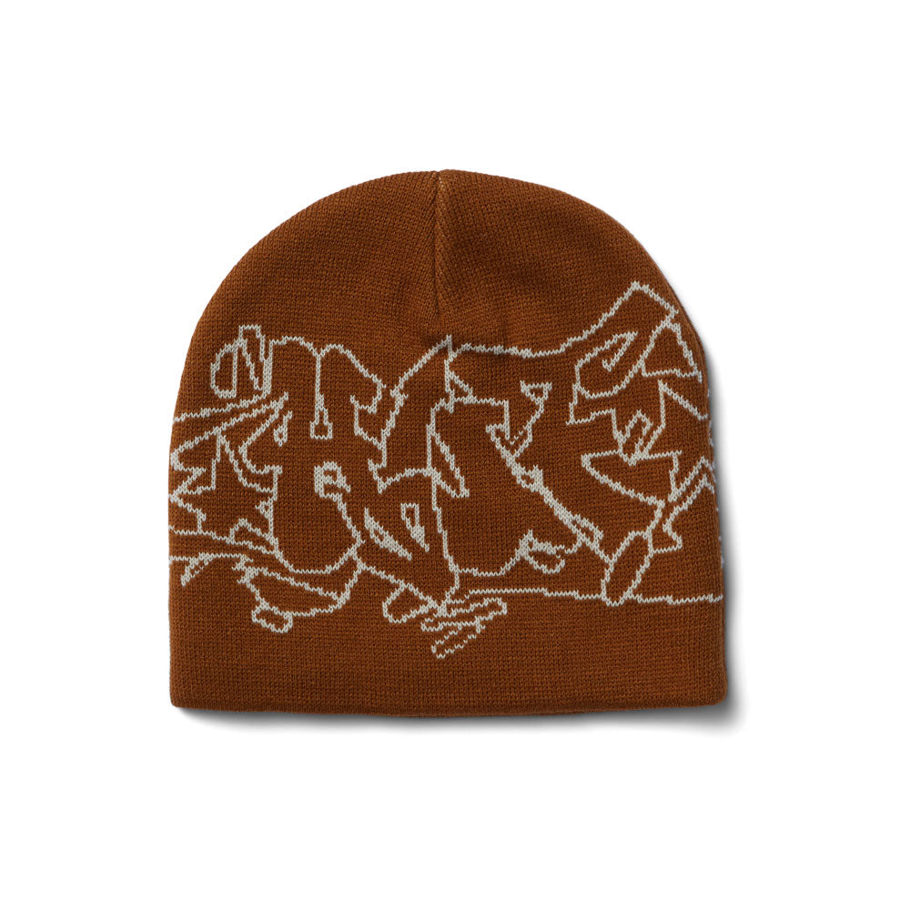 HUF 'Outlines' Skull Beanie (Russet)