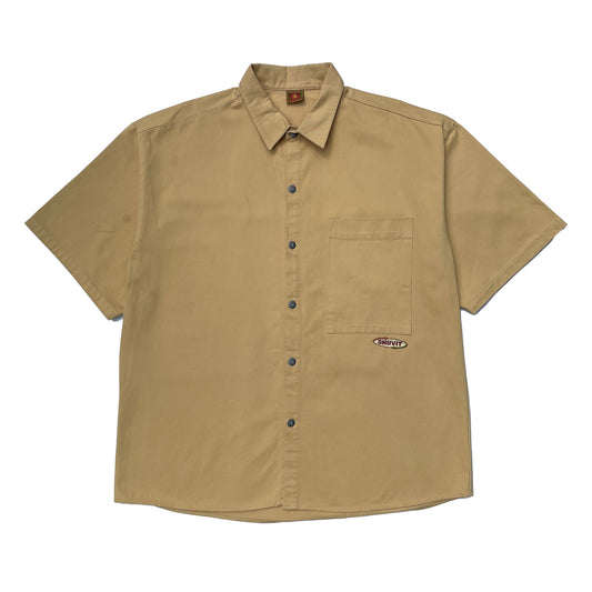 Shuvit 'Shuvit logo' Button-up Shirt (Tan) VINTAGE 90s