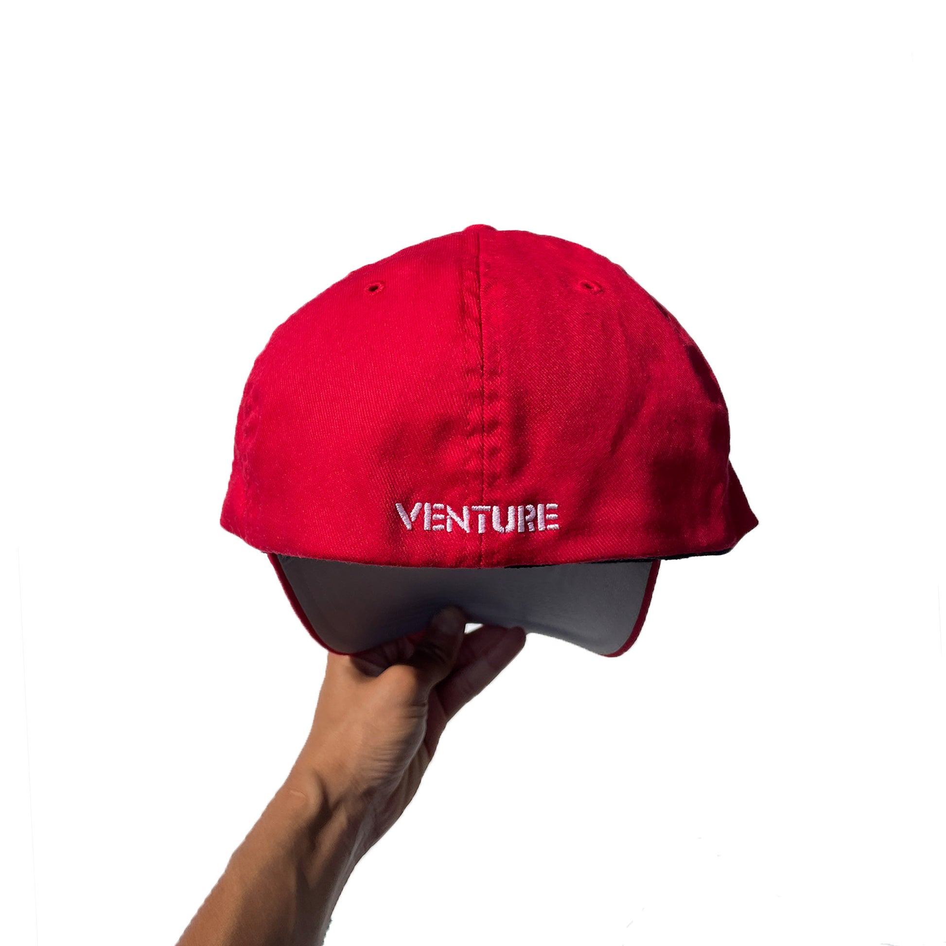 | Cardiff (Red) Flex-Fit \'V Cap Venture Logo\' VINTAGE Skateboard Club 00s