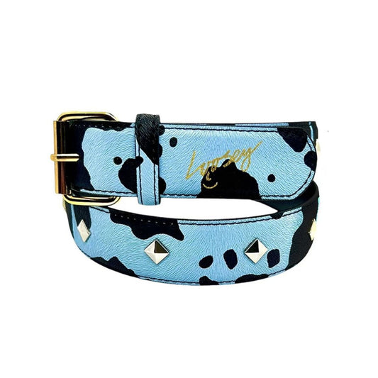 Loosey 'Baby Blue Studded Cow' Belt