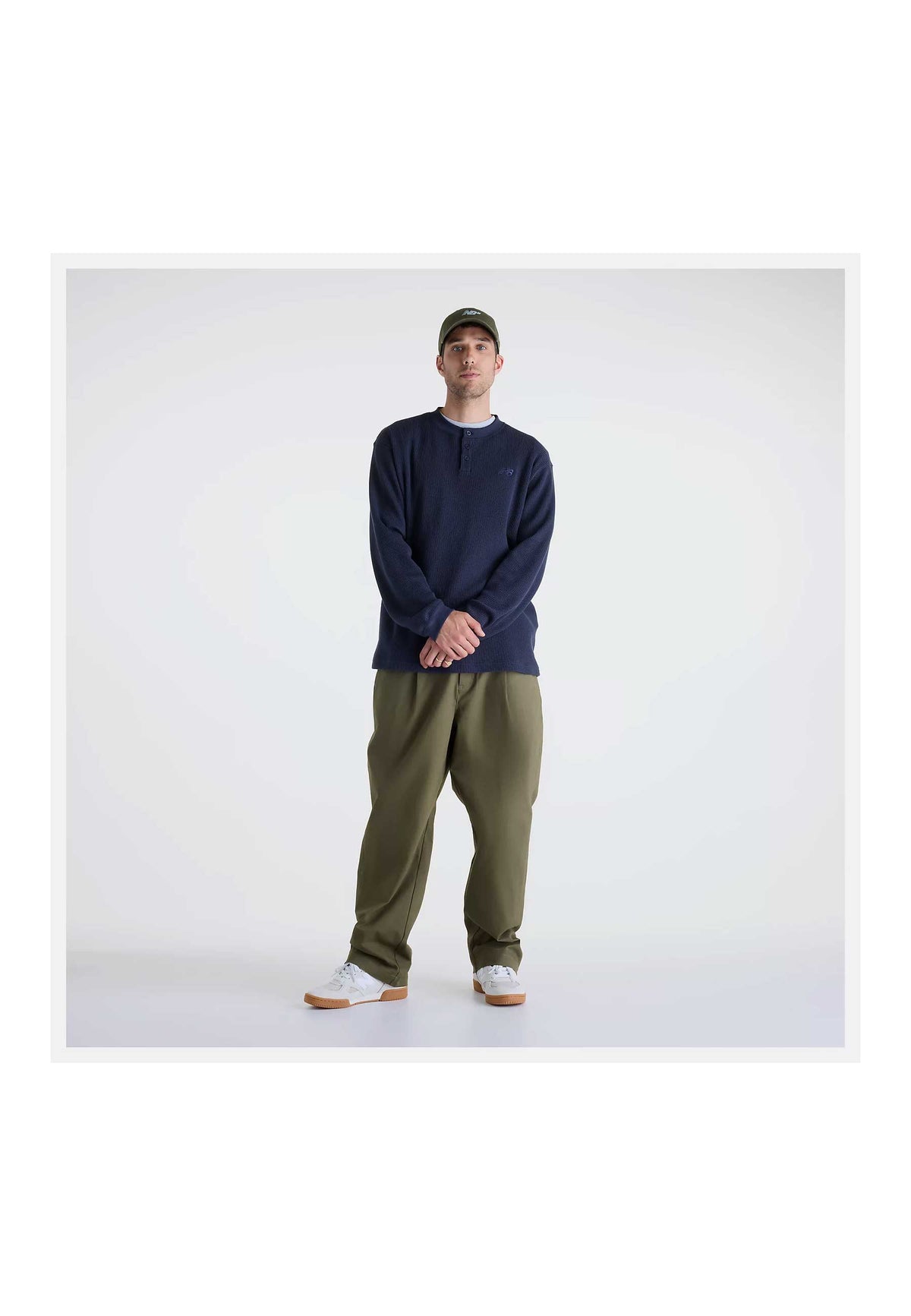 New Balance Numeric Waffle Knit Long Sleeve Henley (Dark Night)