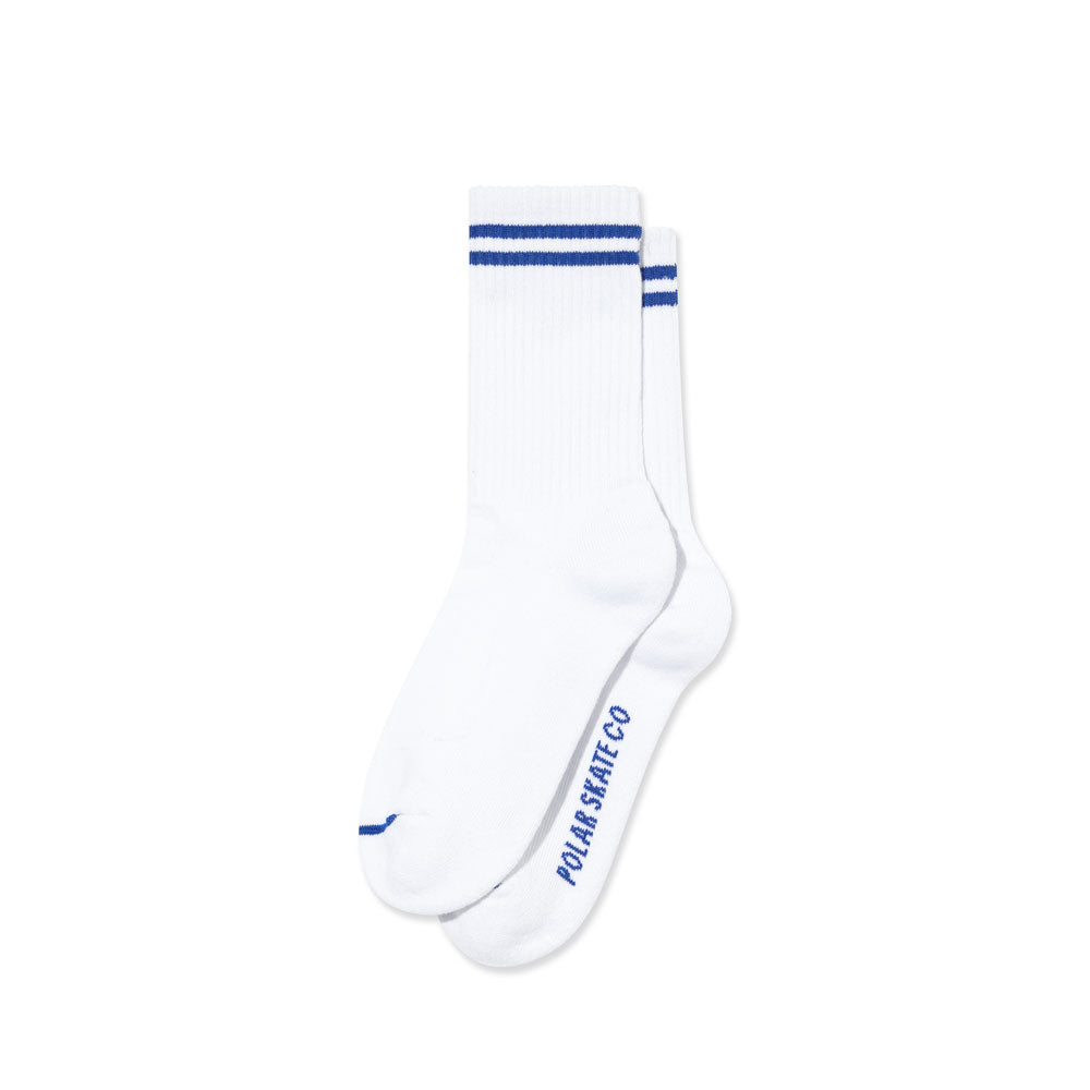 Polar '2 Stripes' Rib Socks (White / Blue)