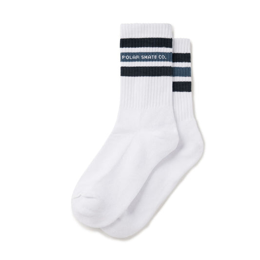 Polar 'Fat Stripe' Rib Socks (White / Blue)