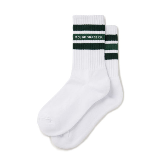 Polar 'Fat Stripe' Rib Socks (White / Green)