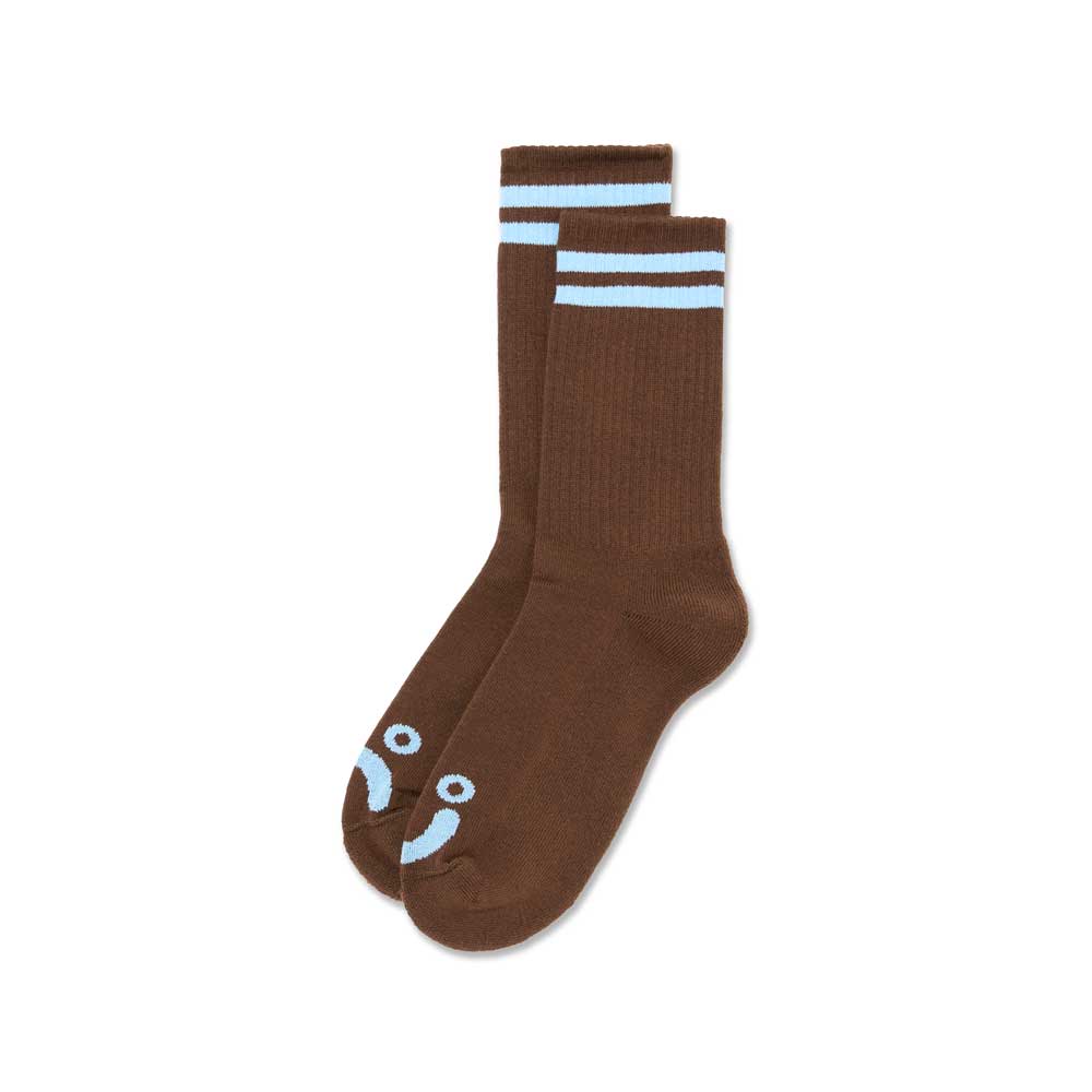 Polar 'Happy Sad' Rib Socks (Brown / Blue)