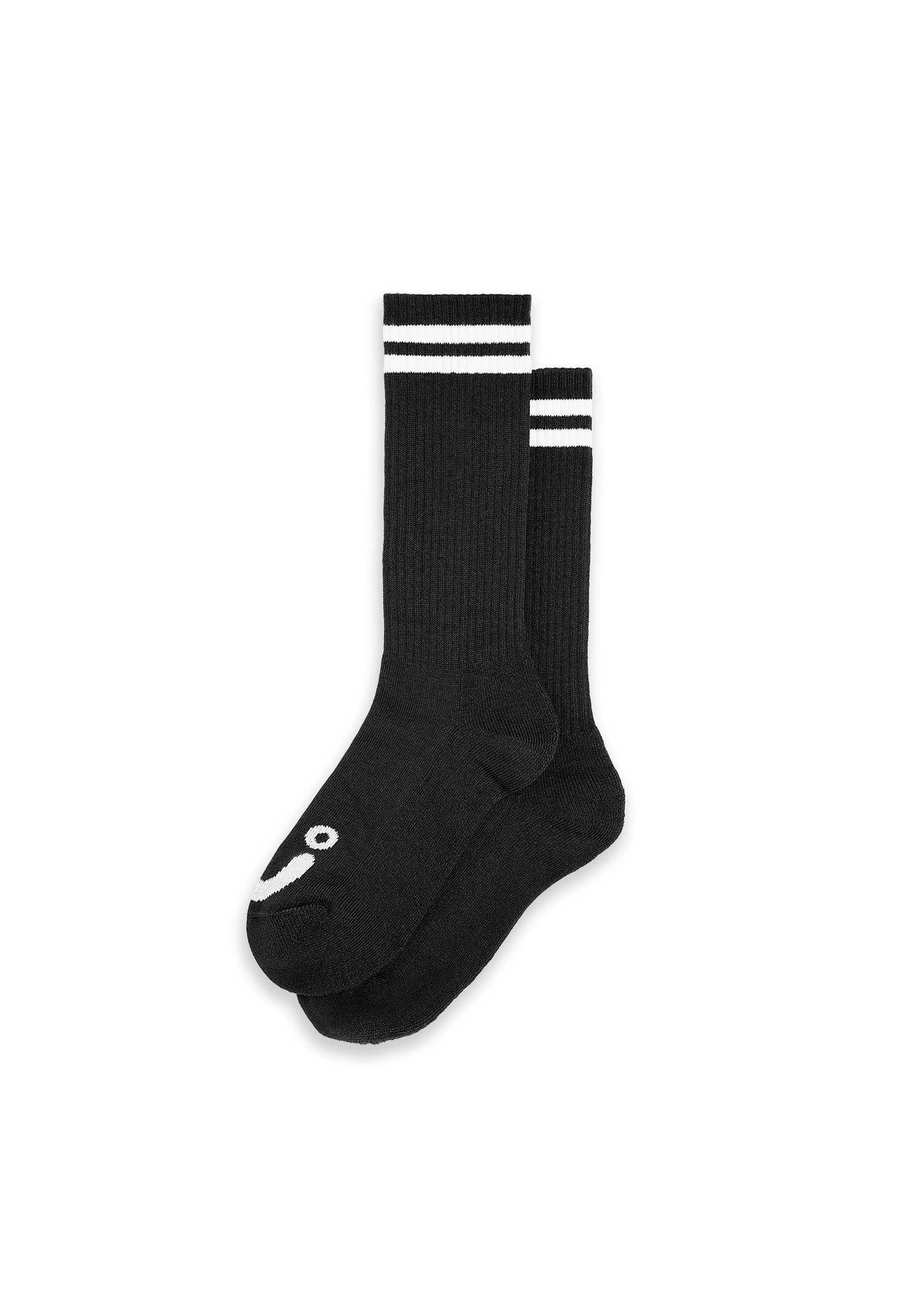 Polar 'Happy Sad' Long Rib Socks (Black / White)