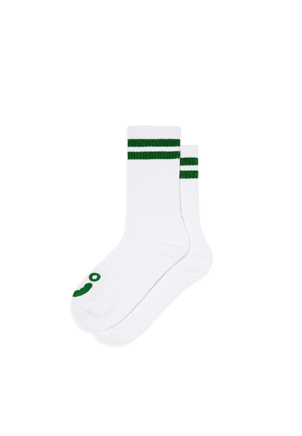 Polar 'Happy Sad' Rib Socks (White / Green)