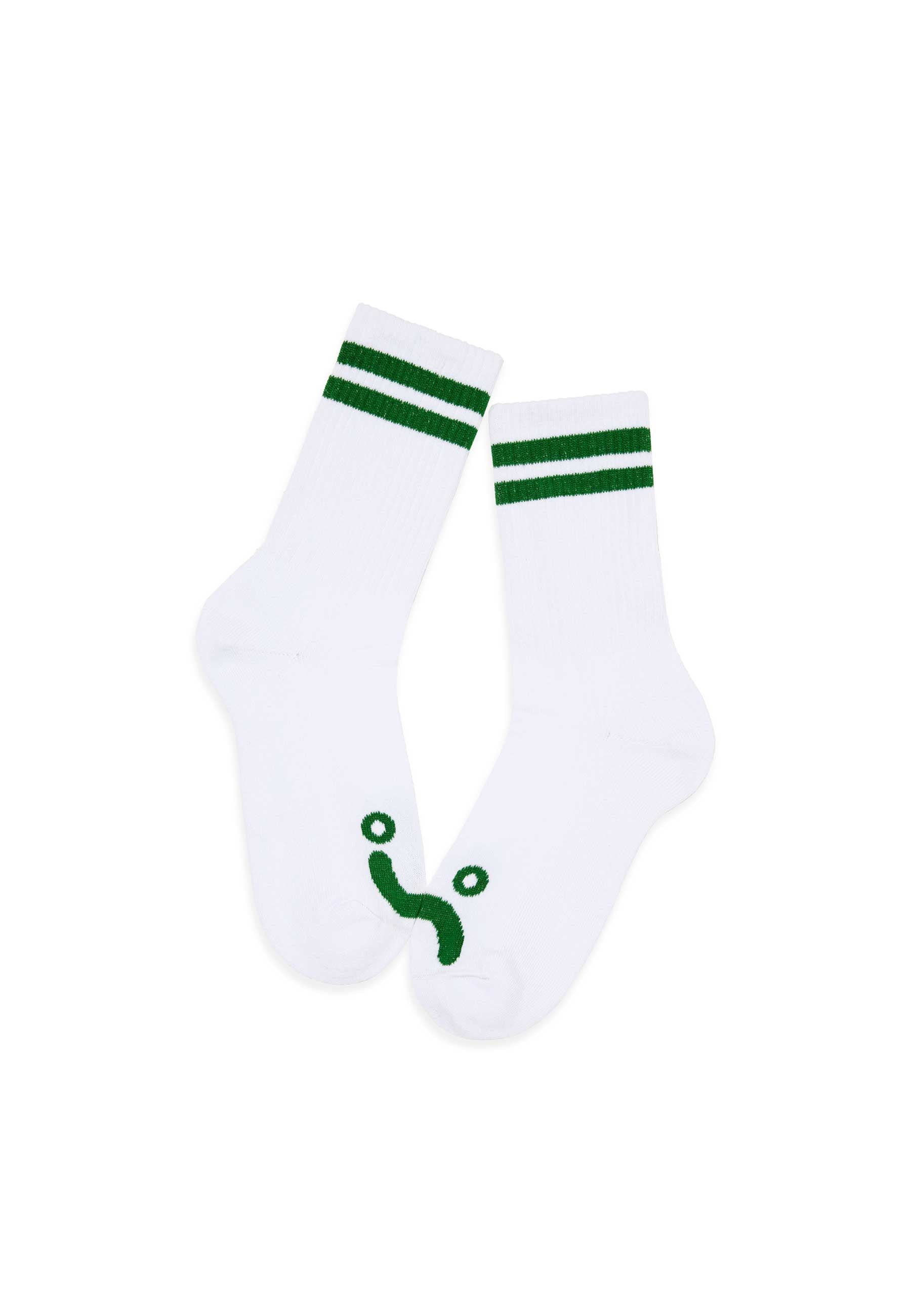 Polar 'Happy Sad' Rib Socks (White / Green)