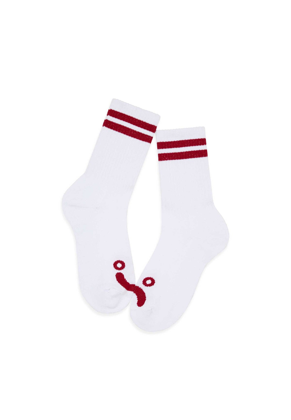 Polar 'Happy Sad' Rib Socks (White / Red)