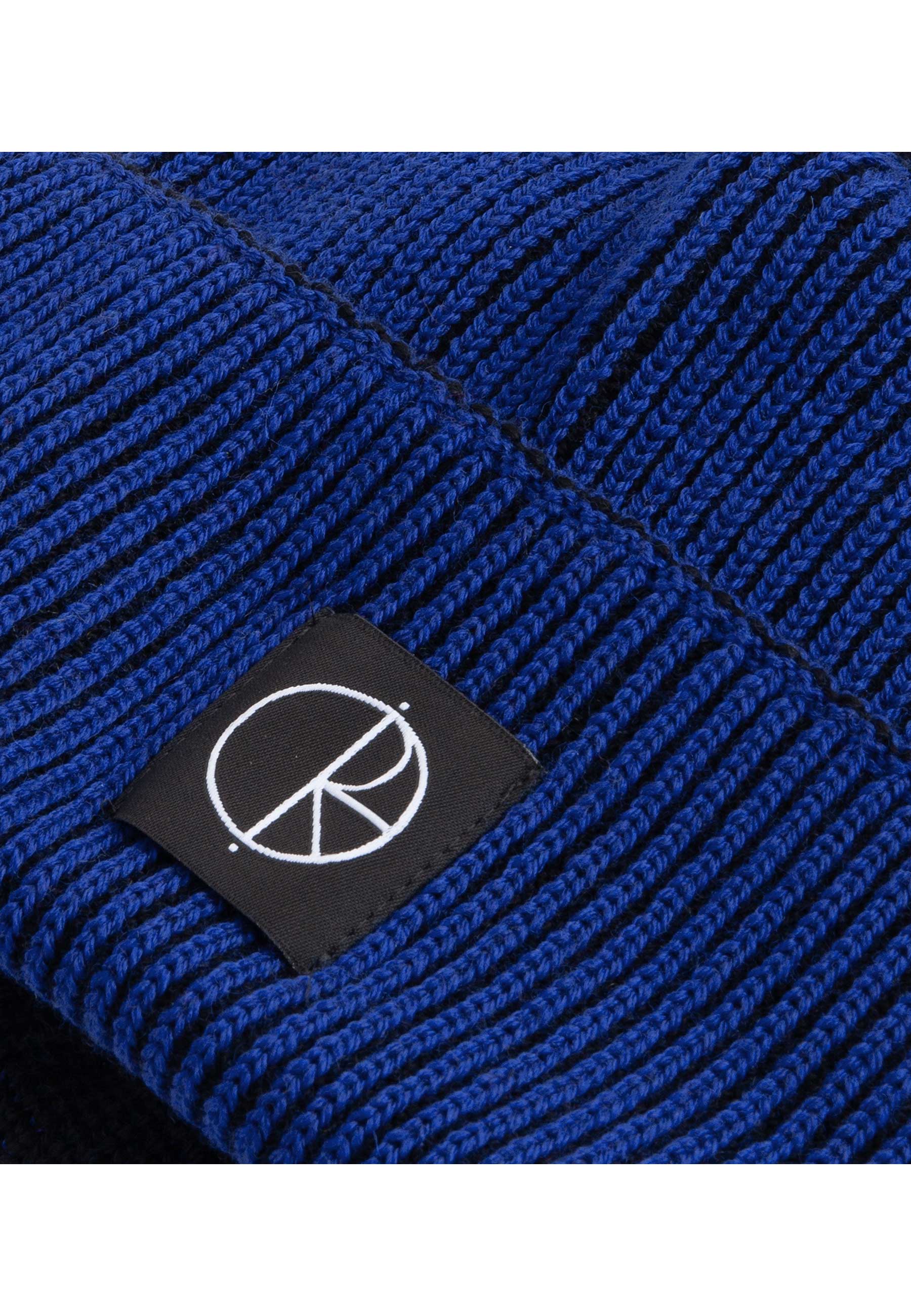 Polar 'Lines' Merino Beanie (Egyptian Blue / Black)