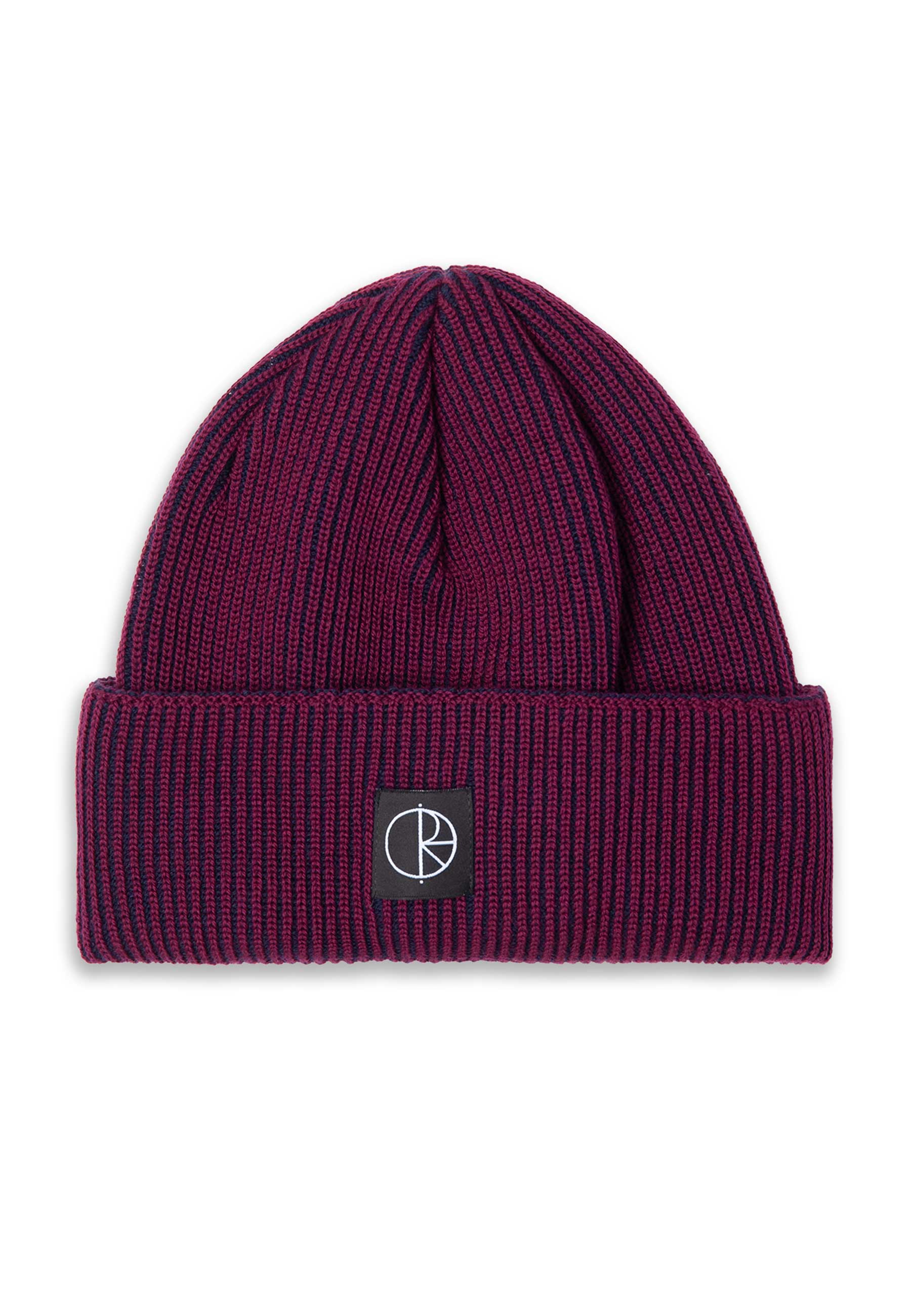 Polar 'Lines' Merino Beanie (Wine / Navy)