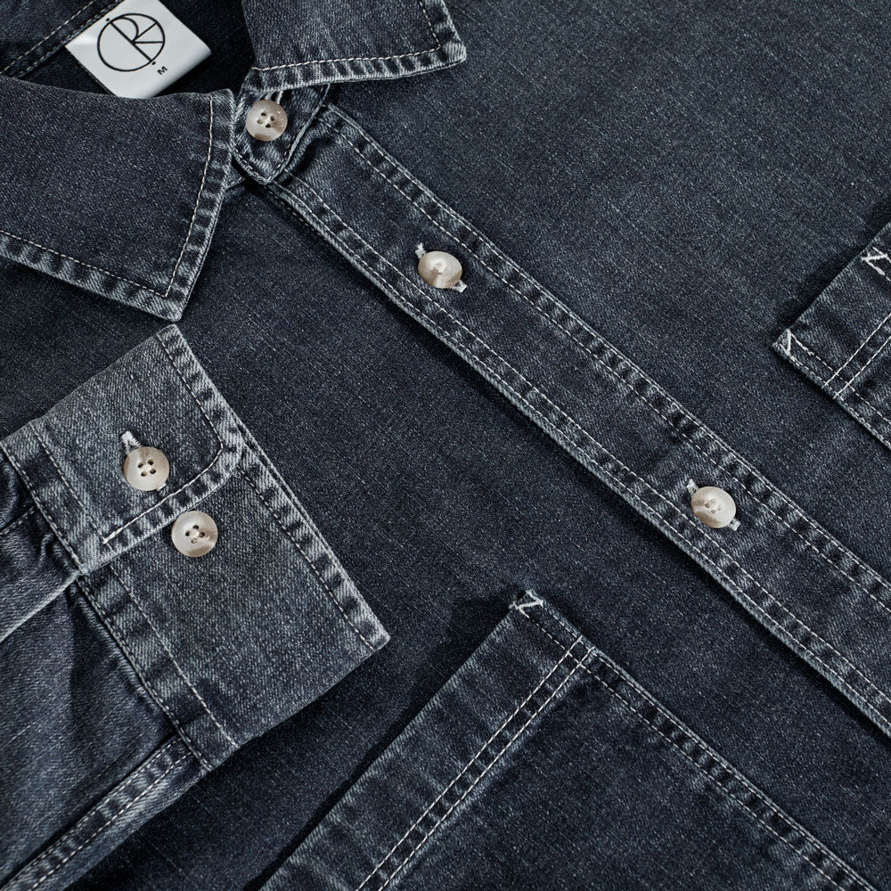 Polar 'Mike' Long Sleeve Denim Shirt (Washed Blue)