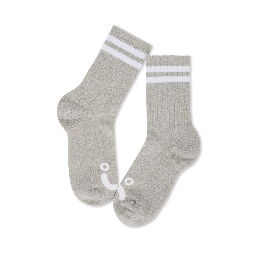Polar 'Happy Sad' Rib Socks (Heather Grey)