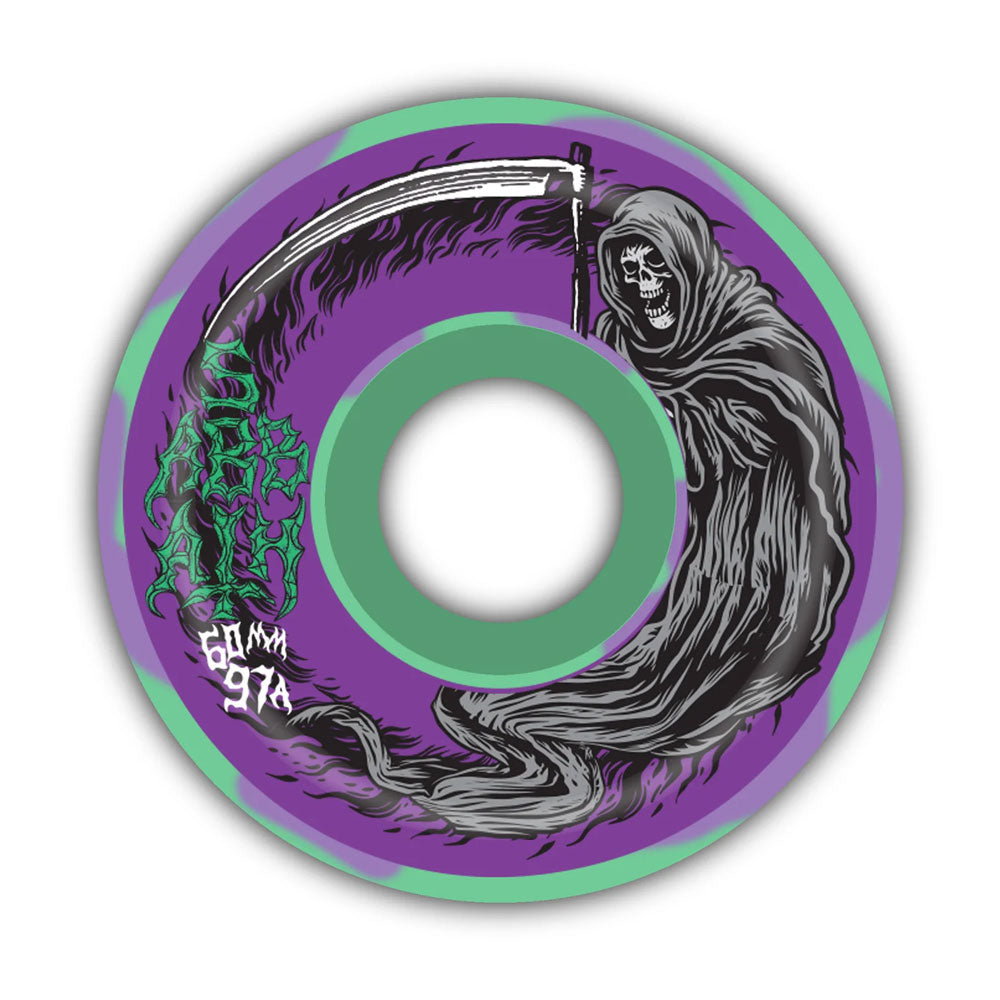 Sabbath 'Death Wizard' Conical 60mm 97A Wheels (Green / Purple)