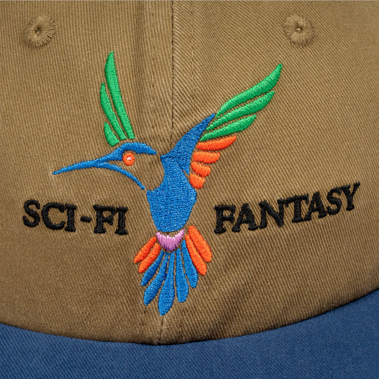 Sci-Fi Fantasy 'Hummingbird' 6 Panel Cap (Olive / Navy)