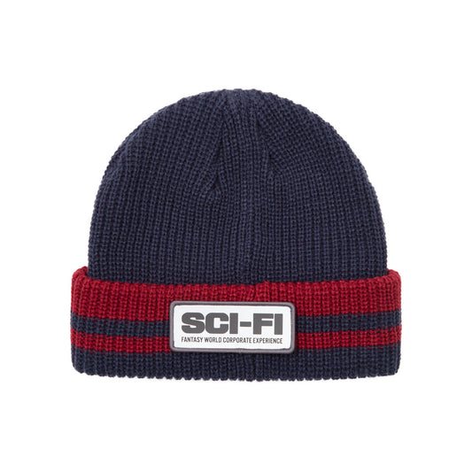 Sci-Fi Fantasy 'Reflective Patch' Beanie (Navy / Red)