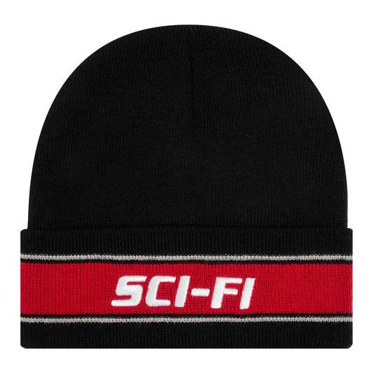 Sci-Fi Fantasy 'Striped Logo' Beanie (Black)