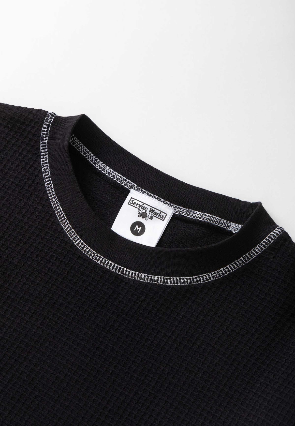 Service Works Waffle Contrast Long Sleeve T'Shirt (Black / White)