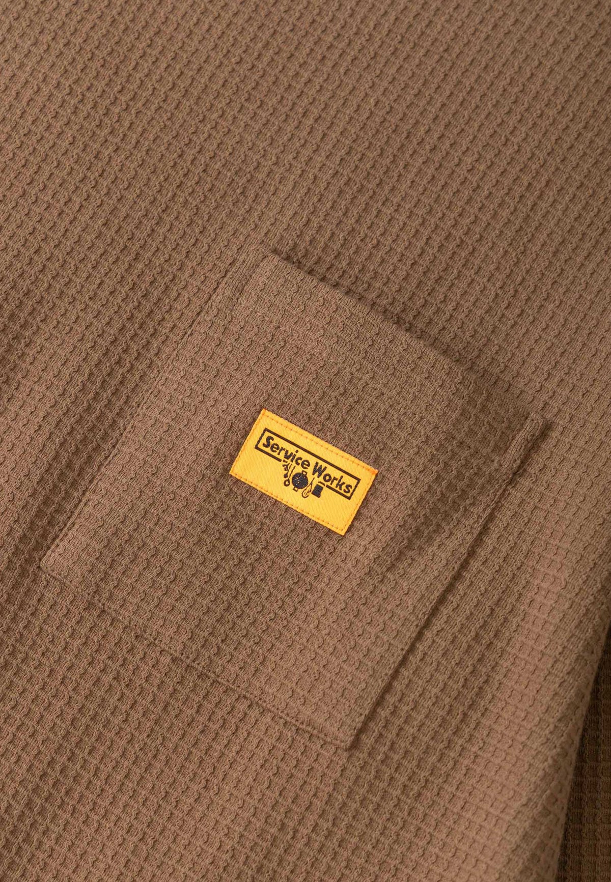 Service Works Waffle Contrast Long Sleeve T'Shirt (Brown / Yellow)