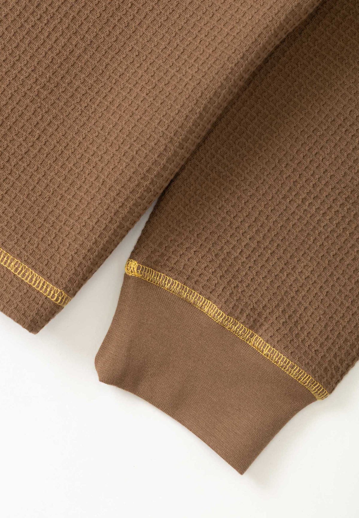 Service Works Waffle Contrast Long Sleeve T'Shirt (Brown / Yellow)