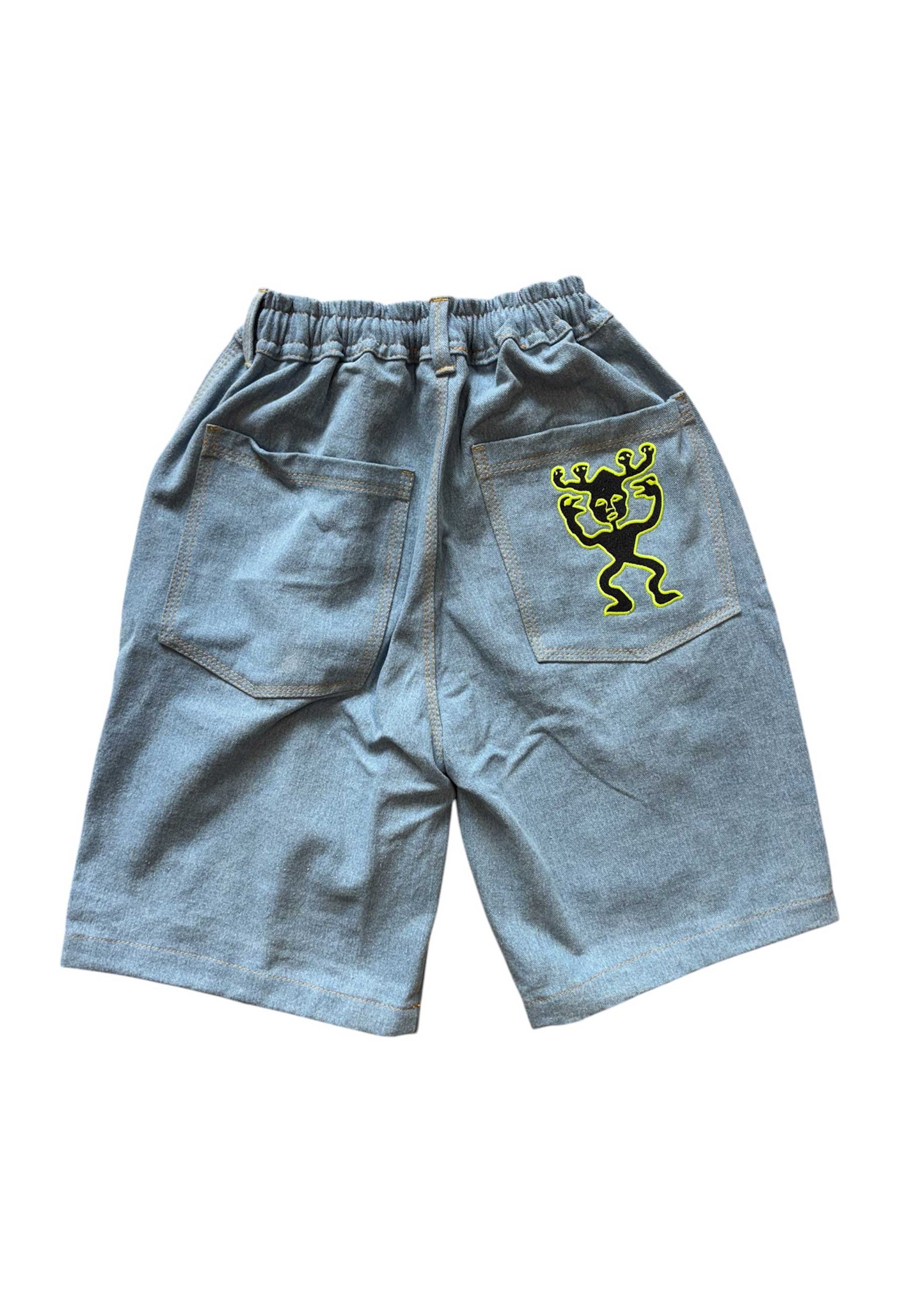 Sex 'Heads Guy' Baggy Denim Shorts (Light Blue)