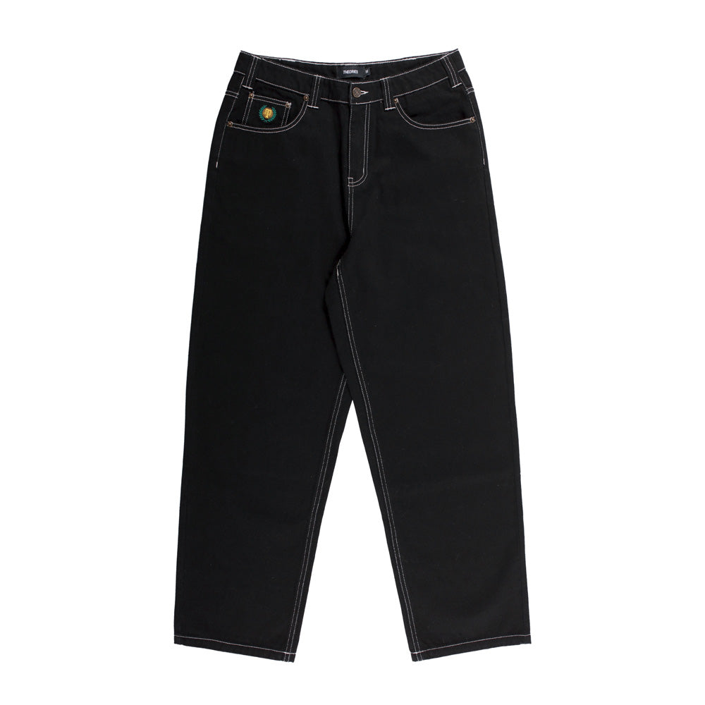 Theories 'Plaza' Jeans (Black / White Contrast Stitch)