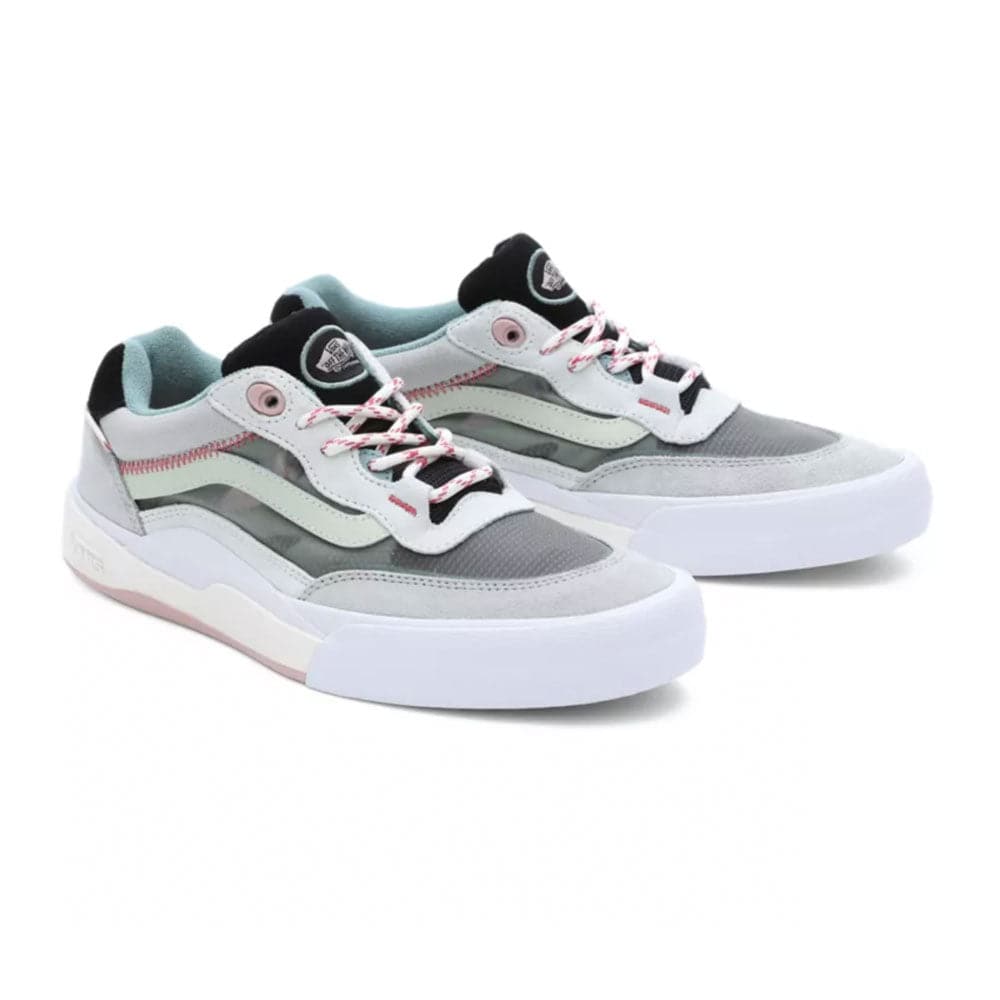 Vans grey hot sale and red