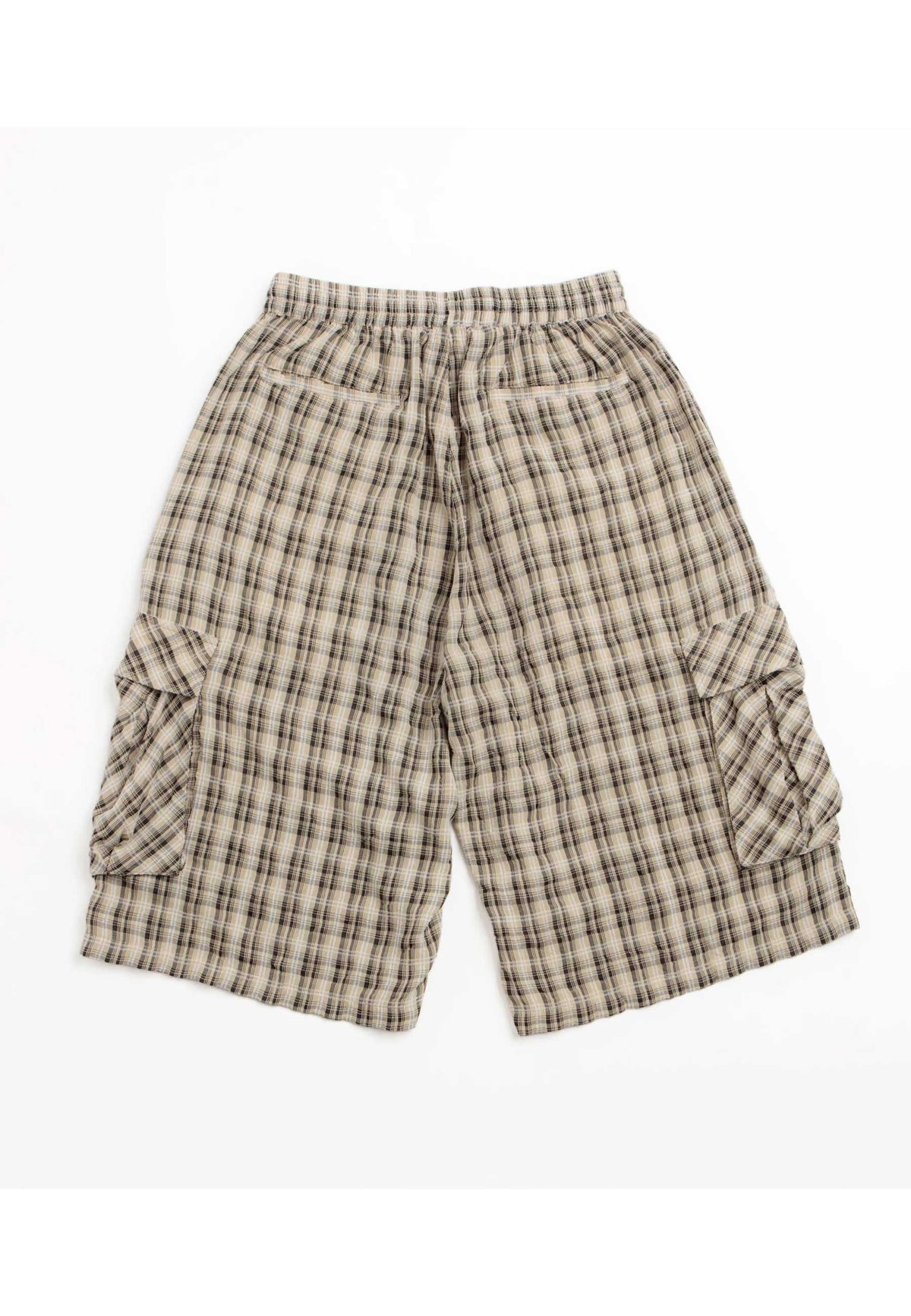 Yardsale 'Plaid' Cargo Shorts (Cream / Black)