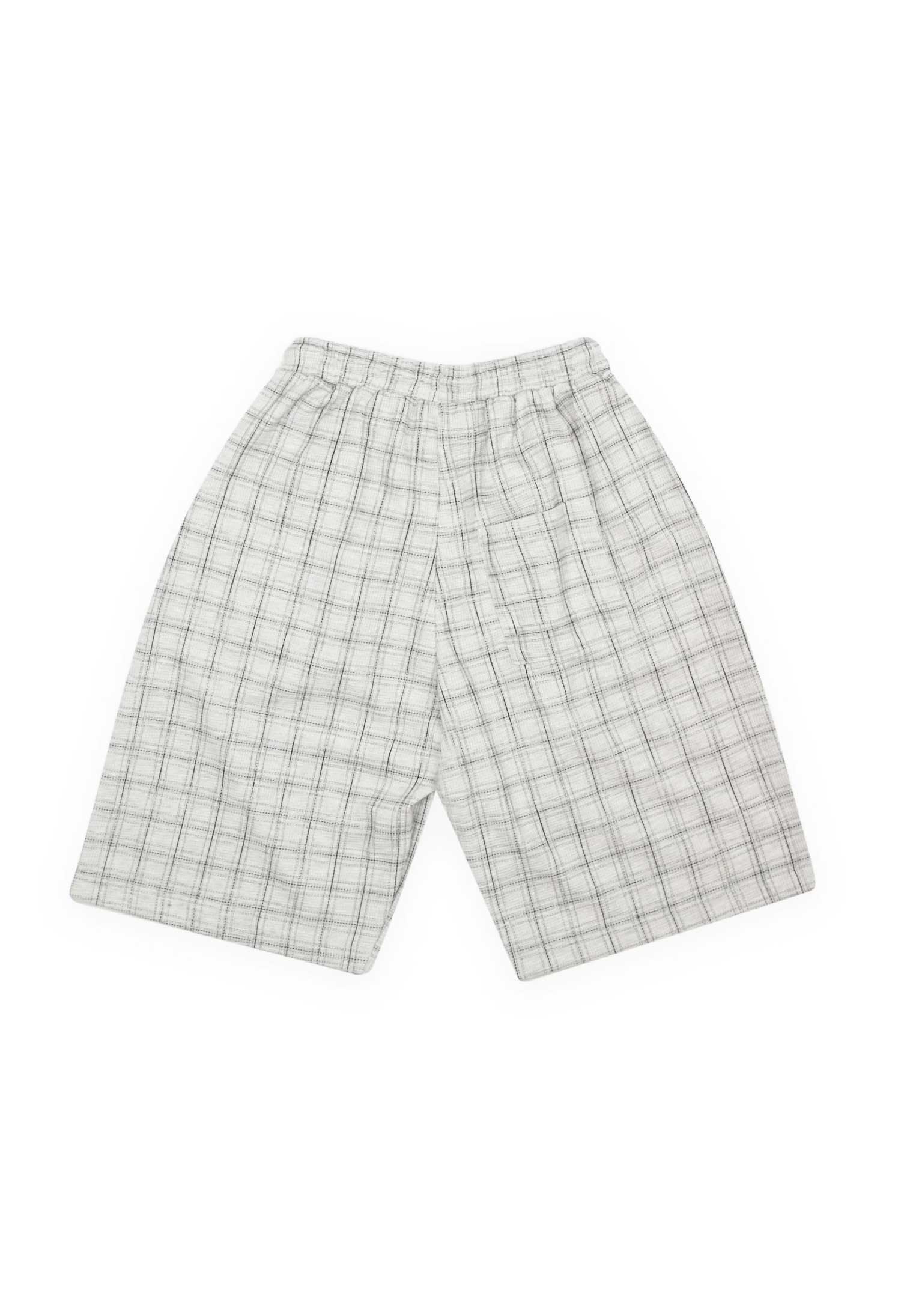 Yardsale 'Check' Waffle Shorts (Light Grey)