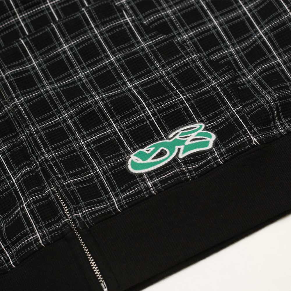 Yardsale 'Check' Zip Waffle Hood (Black)