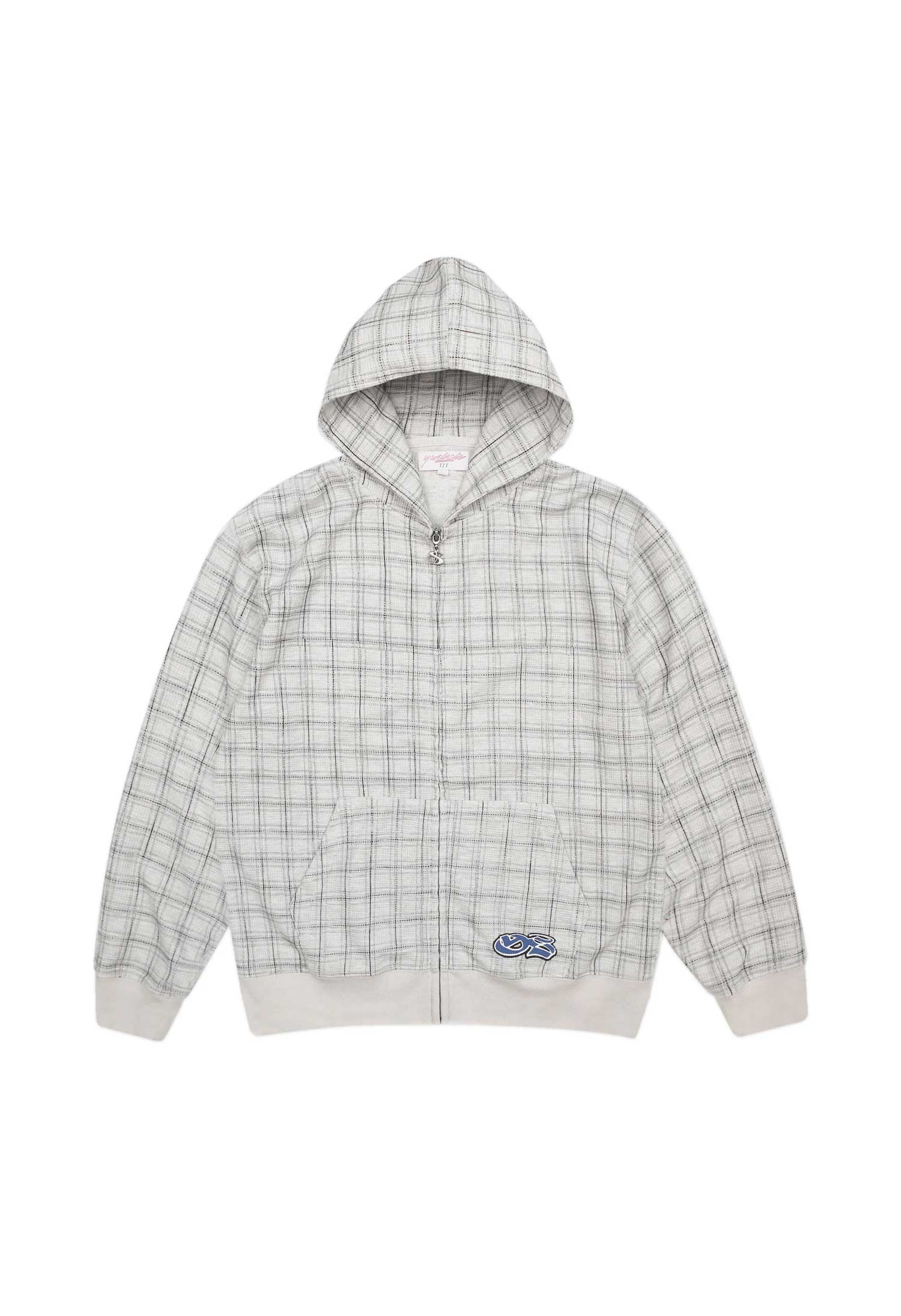 Yardsale 'Check' Zip Waffle Hood (Grey)